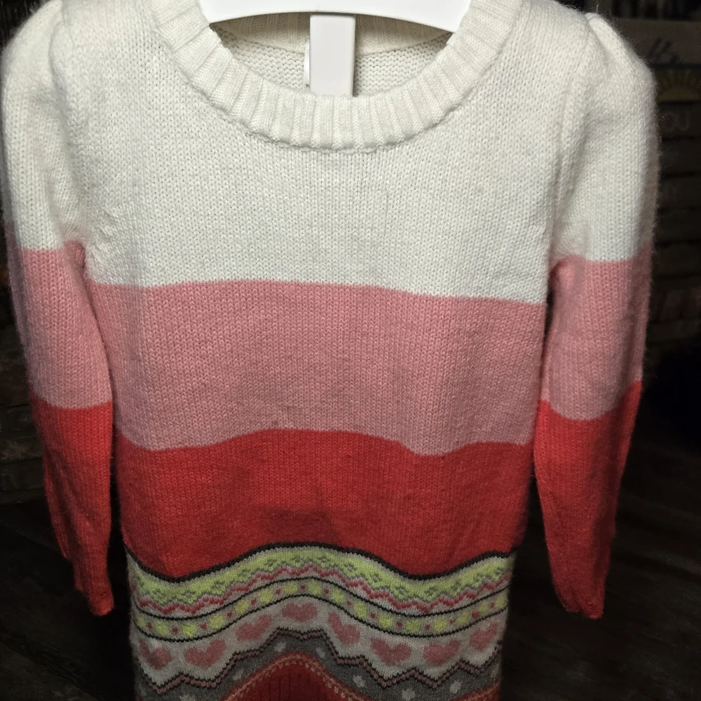Gymboree Acrylic Knit Sweater‎ Dress Size 5 in Pink, White, Multicolor Co…
